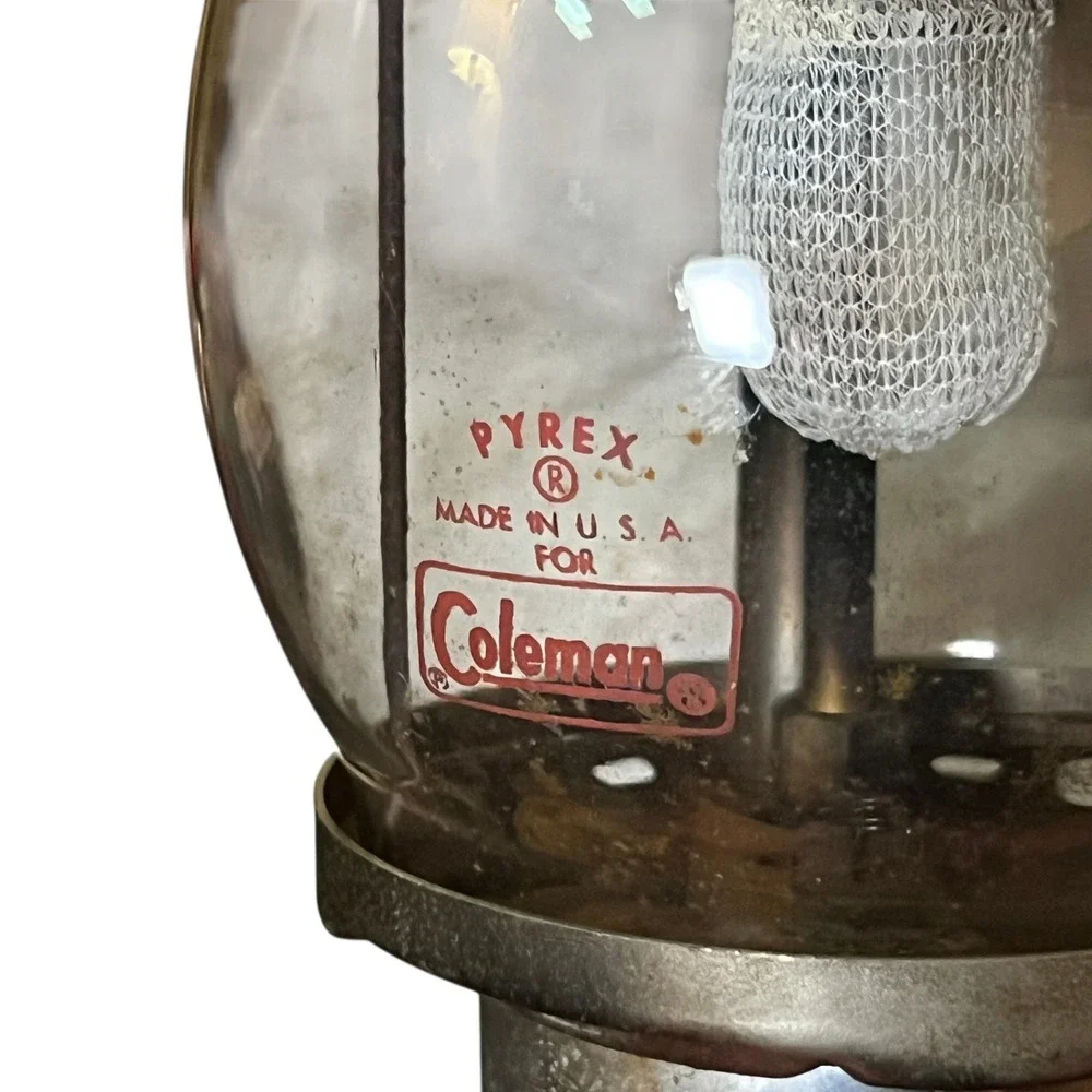 Two VTG Coleman Red 200A Lanterns Single Mantle Pyrex Globe 1962 & 1963 Made USA